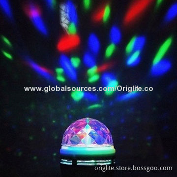 LED Bulb Lamp, 85-245VAC, 3W, RGB, Spinning Color Changing, Built-in Driver, Colorful Light, E27